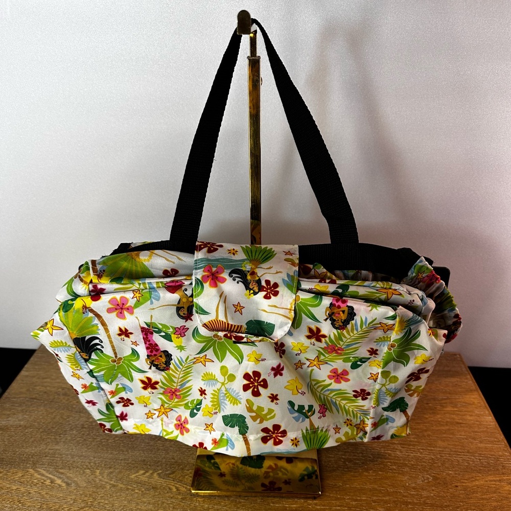 Island Heritage Folding Shopping Cart Tote Hula Girl Design